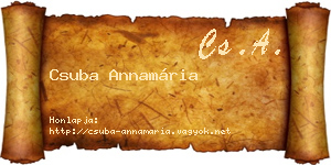 Csuba Annamária névjegykártya
